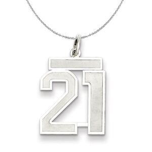 Sterling Silver, Jersey Collection, Medium Number 21 Necklace - 24 In